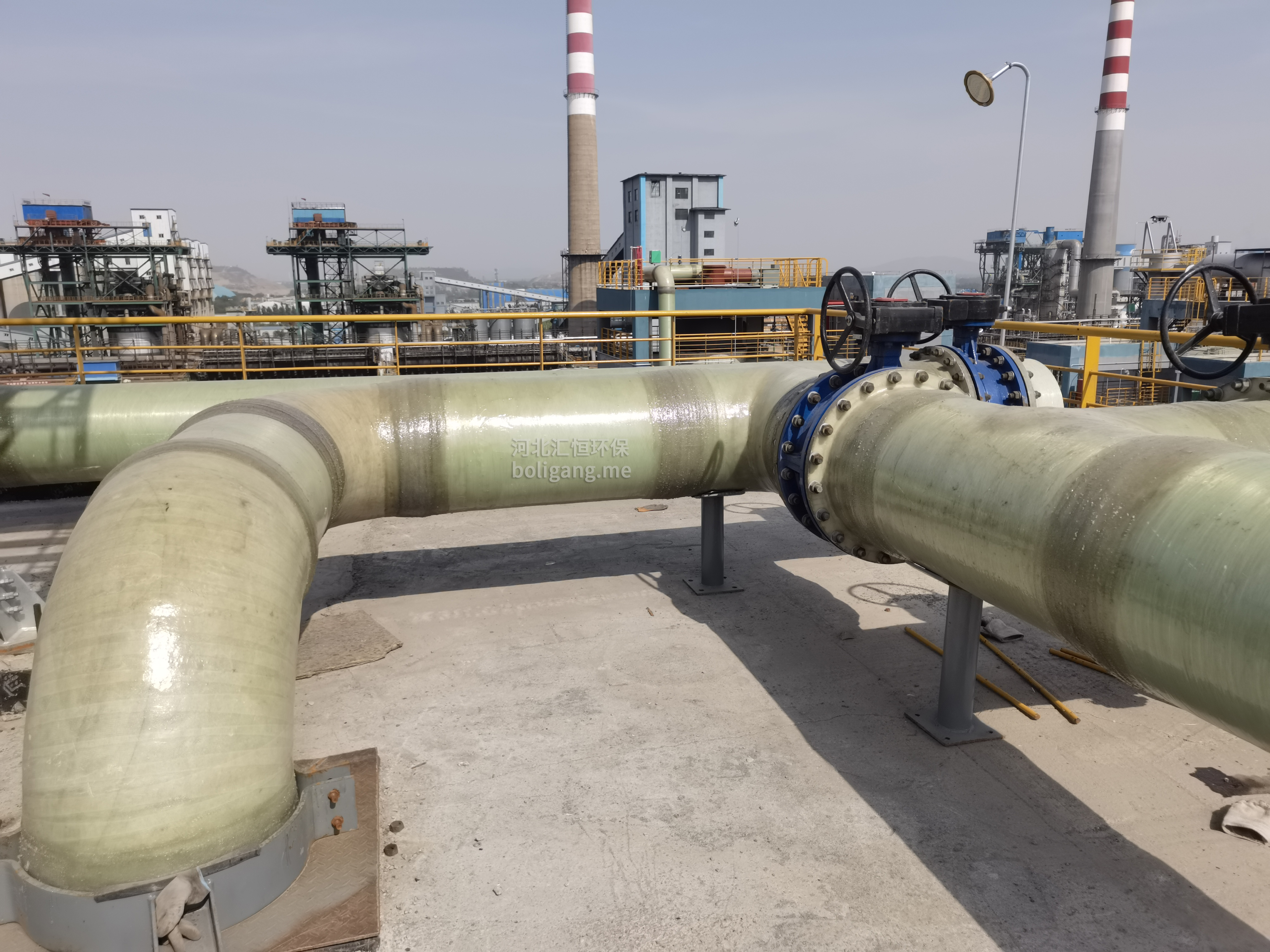 河北汇恒环保化工管道工程_耐酸碱玻璃钢管道案例